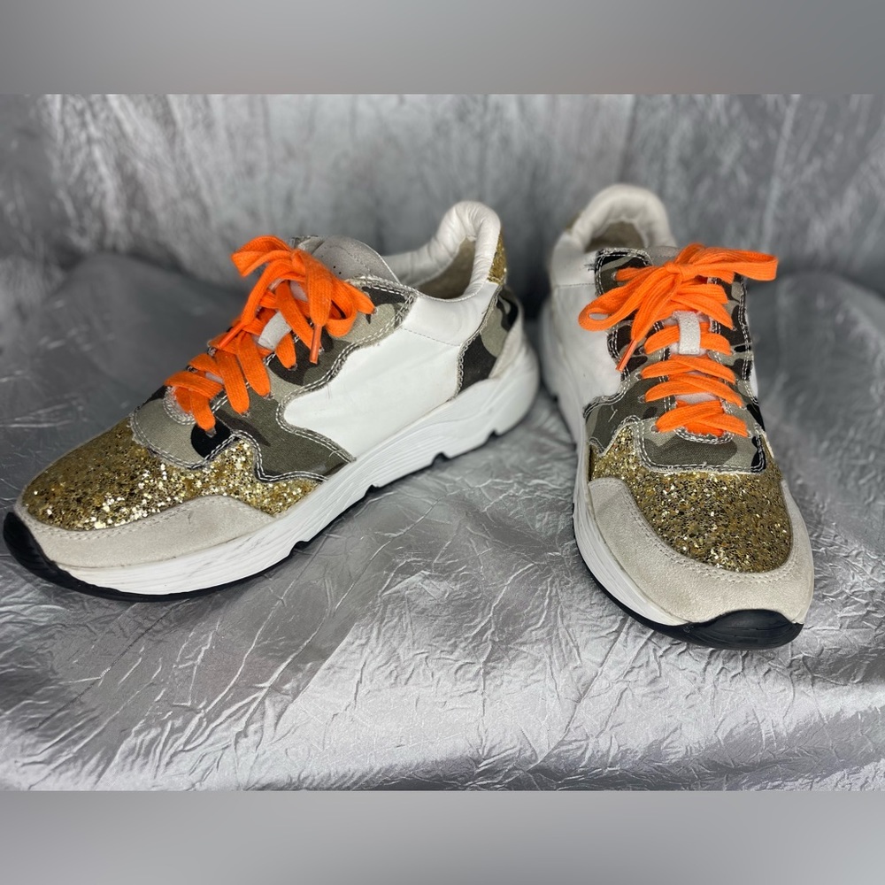 VICI Camo gold sparkle white sneakers with orange laces - Picture 5 of 12